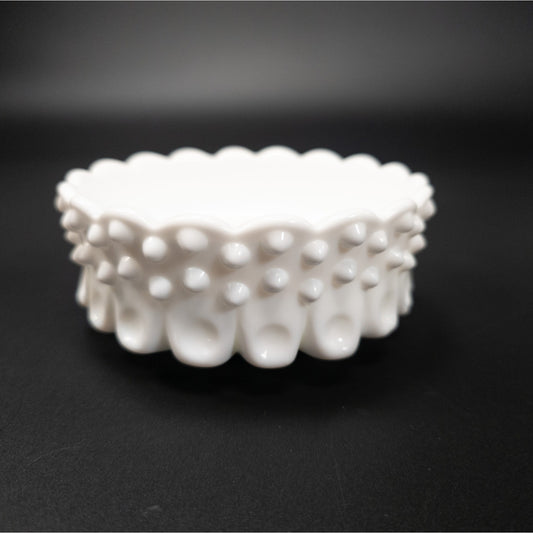Vintage Fenton Milk Glass Hobnail Taper Candle Holder