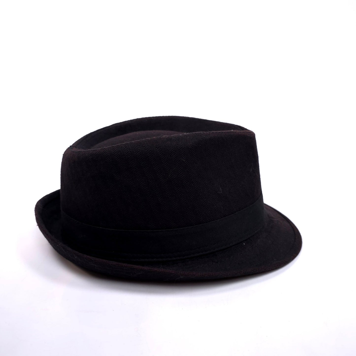 Vintage Style Black 100% Cotton Shell Fedora Hat