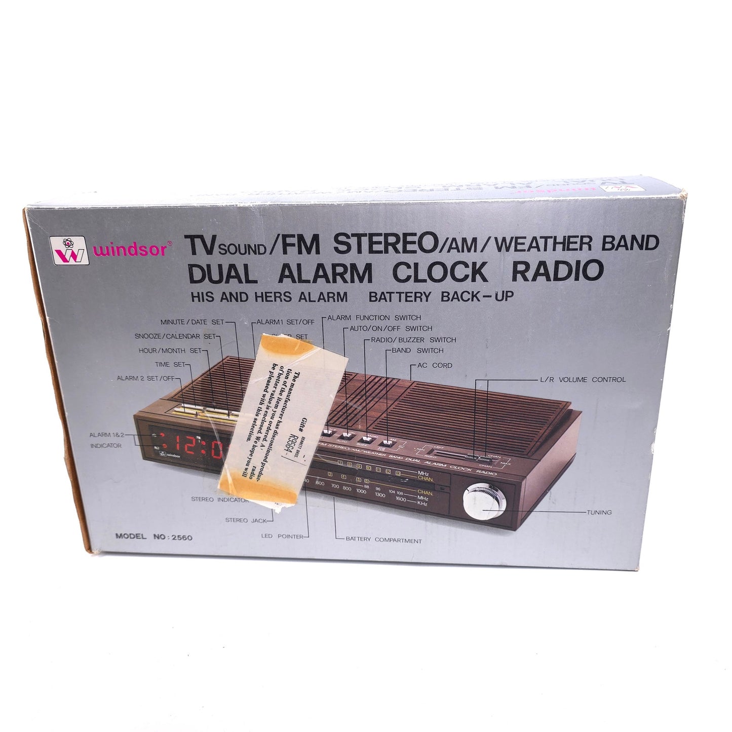 Vintage Windsor AM/FM Alarm Clock Radio Model 2560 FOR PARTS