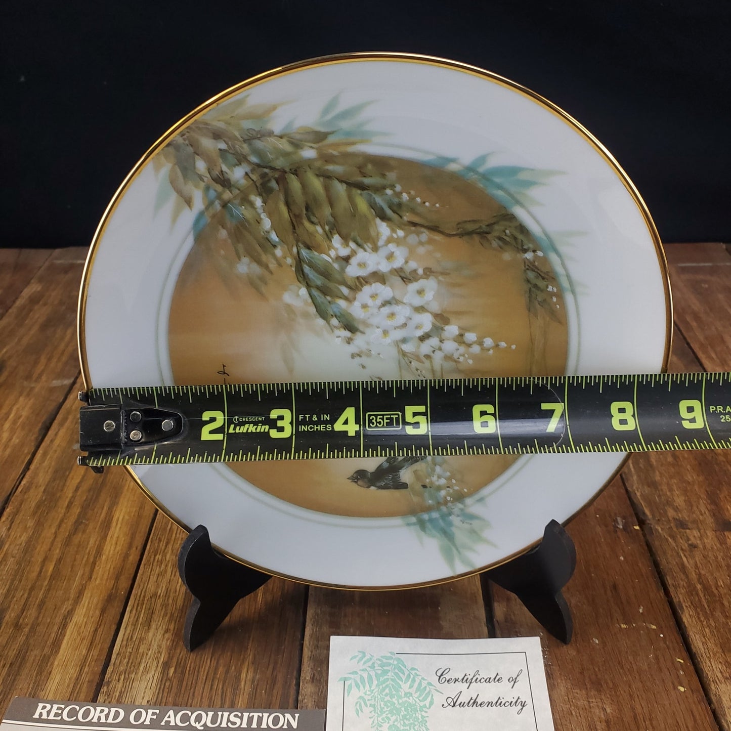1989 John Cheng Honorable Swallows Collector Plate 24k Gold Trim