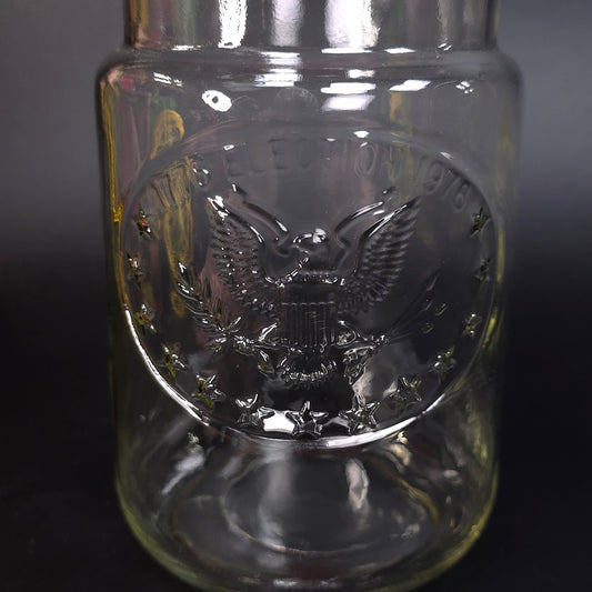 Vintage Anchor Hocking 1976 Election Glass Canister Jar w/ Red Screw On Lid