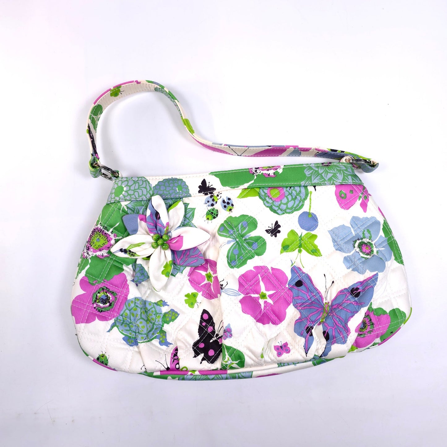 Vera Bradley Limited Edition Holly Sateen Butterflies Quilted Shoulder Purse Bag