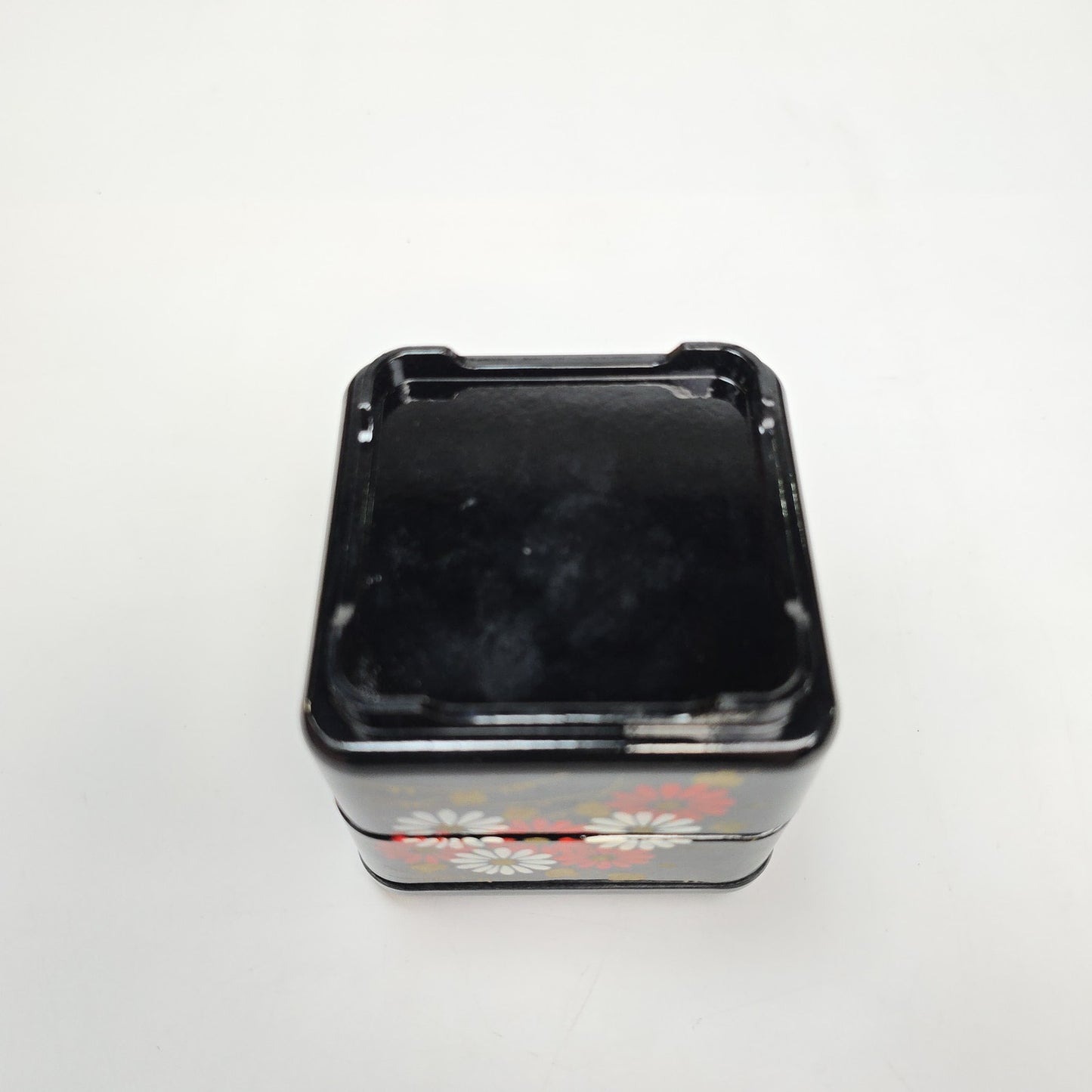 Vintage Japanese 2 Tier Lacquer Bento Trinket Box Flower Pattern