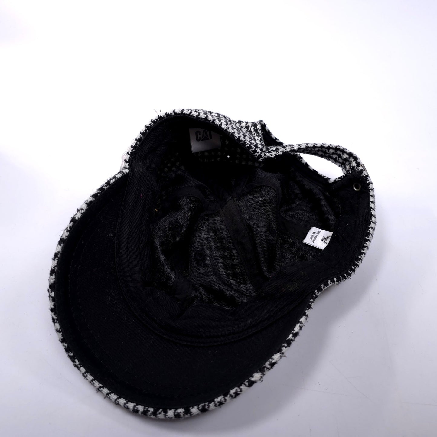 Caterpillar Houndstooth 6 Panel Short Bill Fashion Adjustable Cap Hat