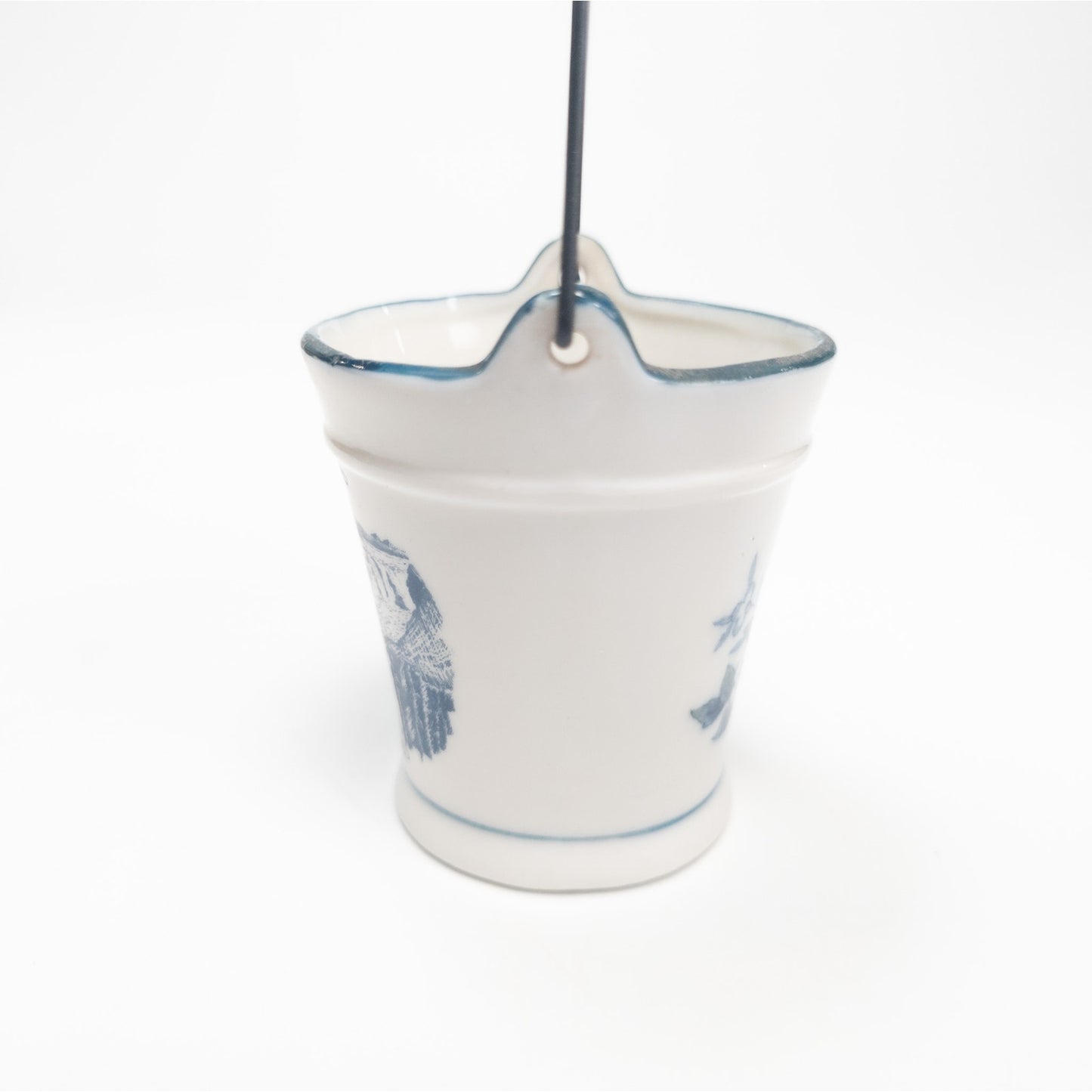 Vintage MCM Island Gullfoss Blue Flower Ceramic Mini 3" Bucket