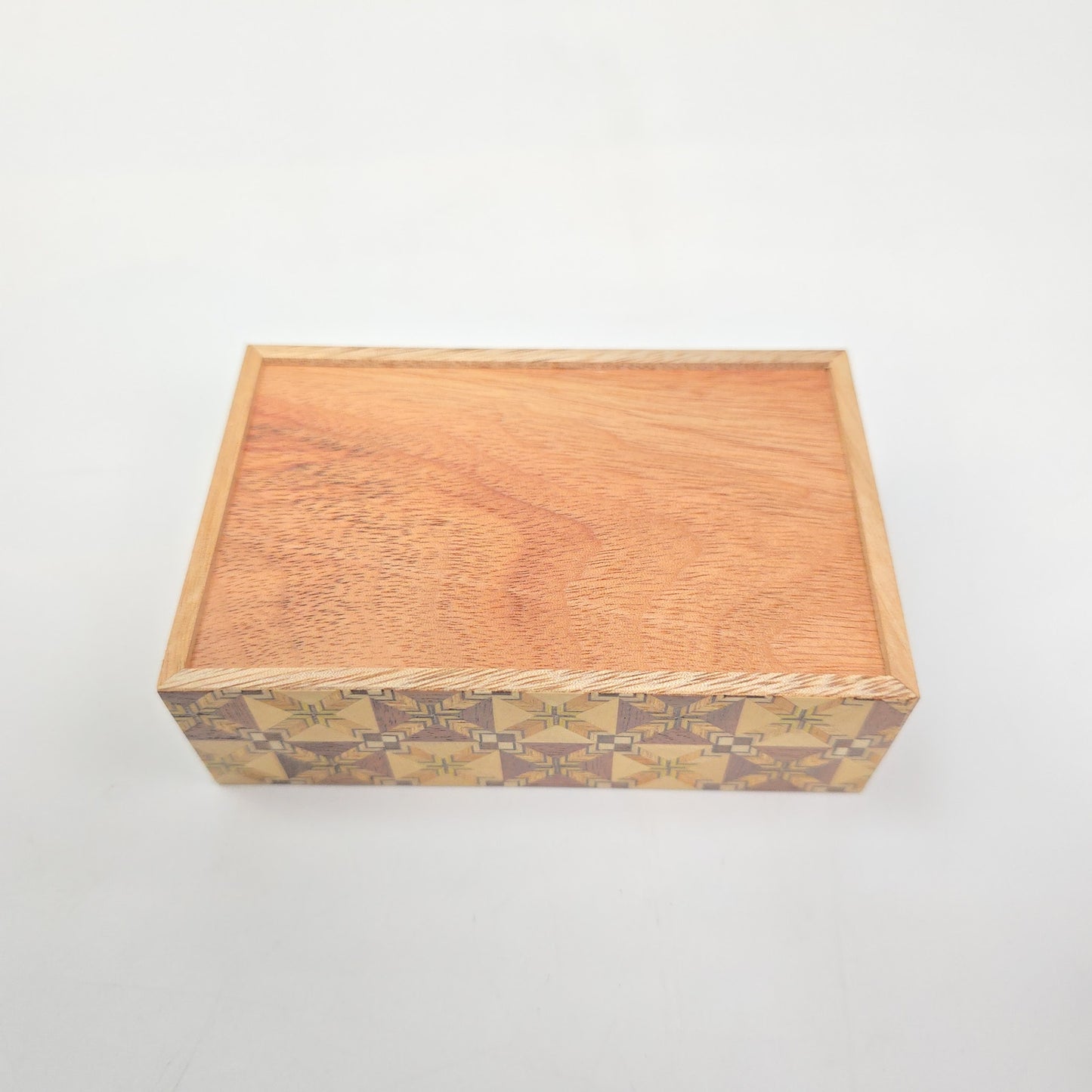 Vintage Yoseki Elaborate Mosaic Wood Box Jewelry Trinket Japan