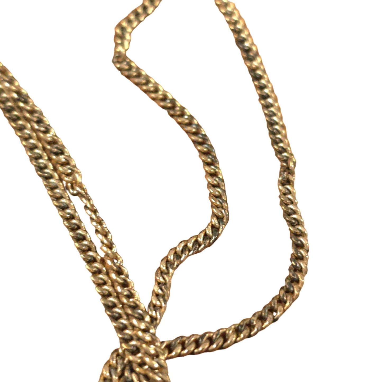Antique Gold Tone Opal Seed Pearl Pocket Watch Slide Chain Necklace