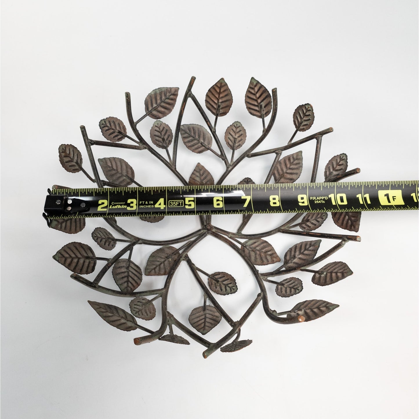 Decorative Metal Branch W/ Leafs Bowl Shaped Elegant Nature Home Decor