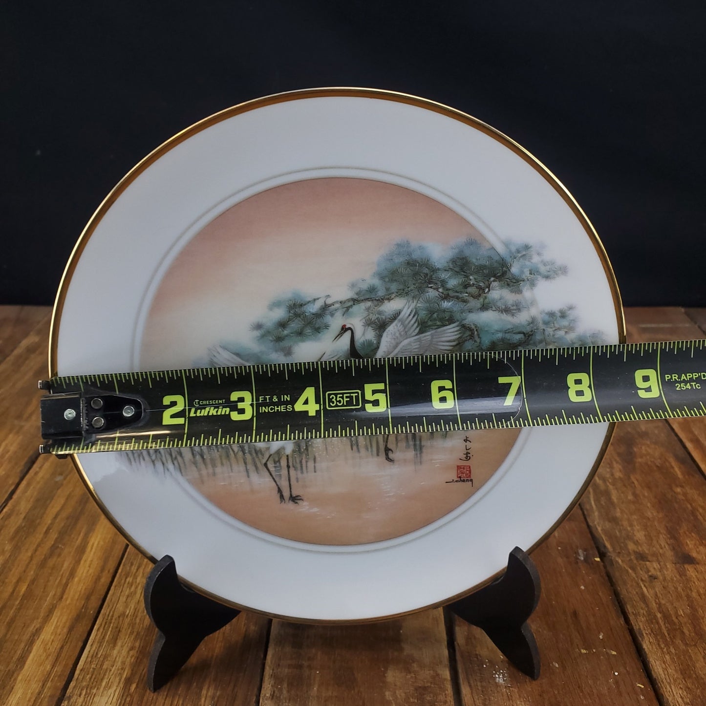 1989 John Cheng Cranes of Eternal Life Collector Plate 24k Gold Trim