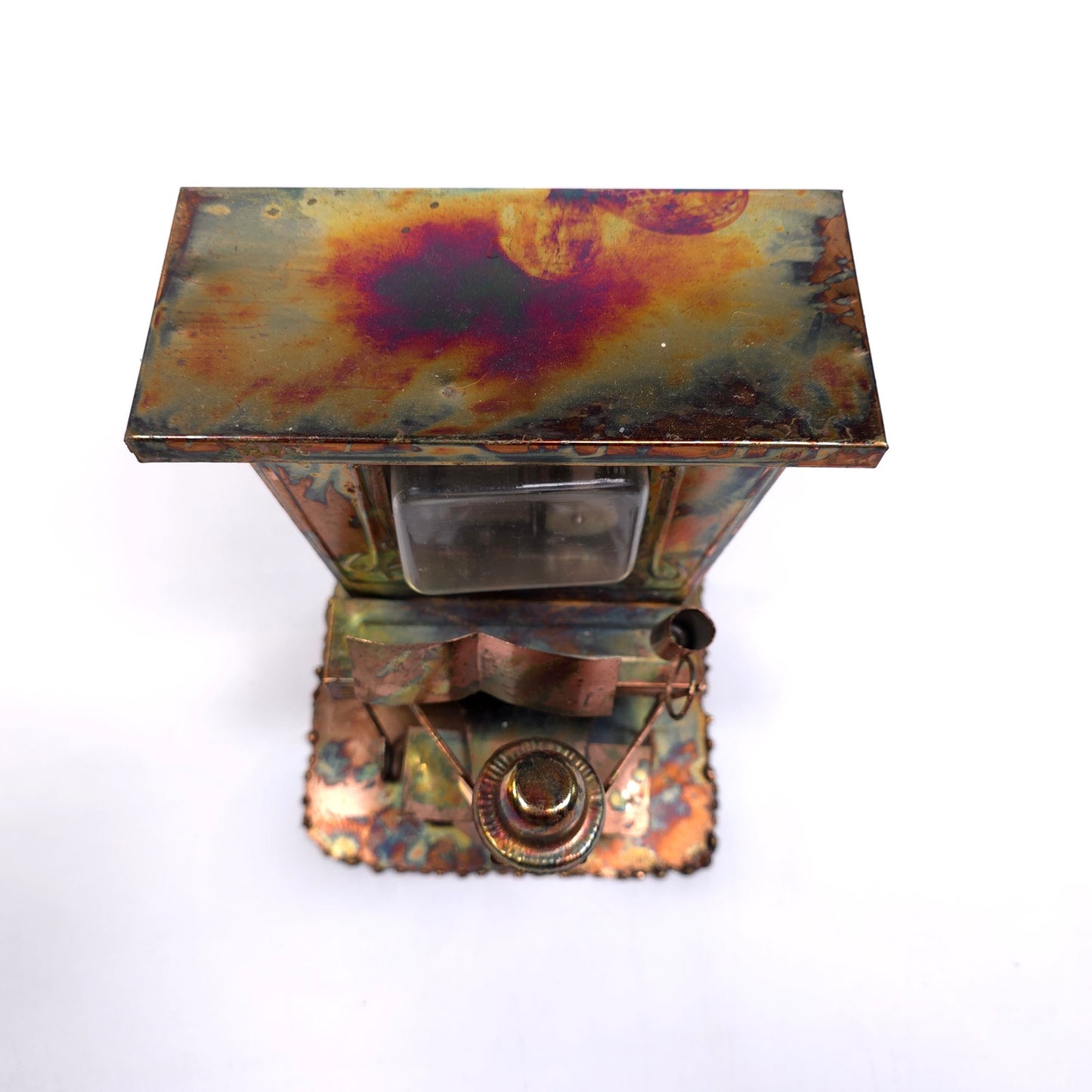 Vintage Copper Saloon Piano Player Wind Up Music Box Steampunk Art