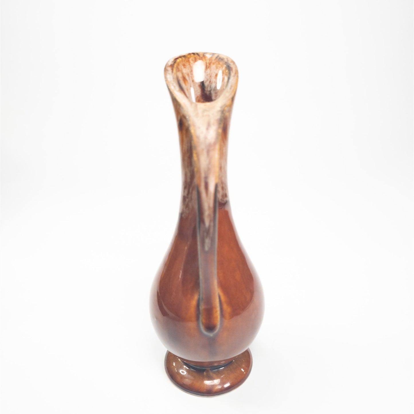 Vintage MCM Brown/White Ceramic Bud Vase Pitcher USA