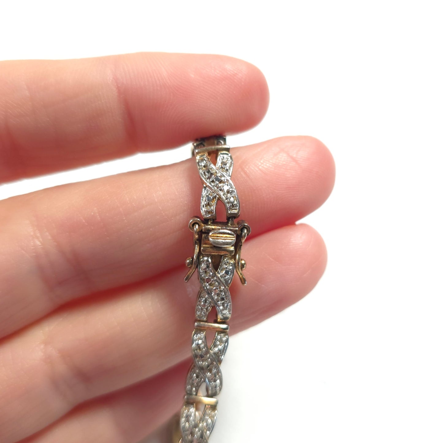 925 Marcasite Gold-Tone Tennis Bracelet Size 7 China