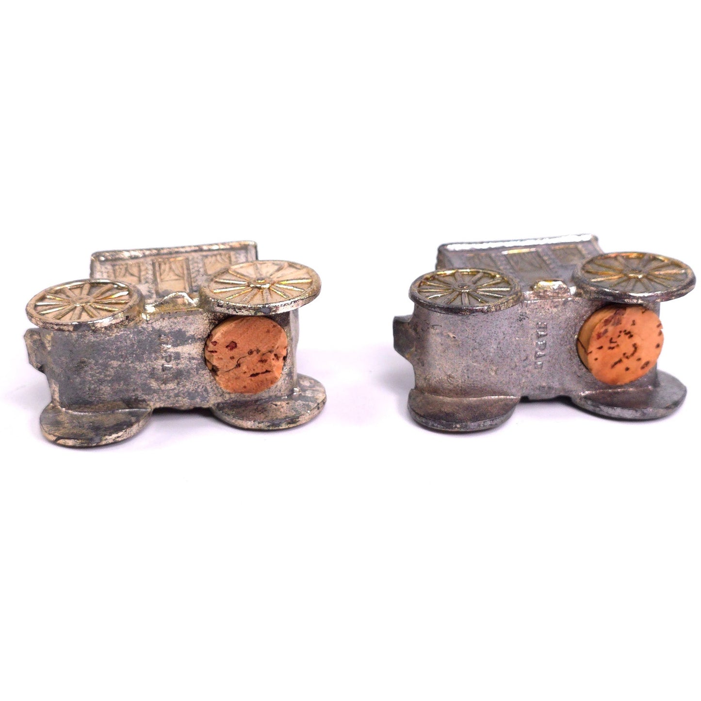 Vintage Metal Carriage Salt & Pepper Shakers Japann