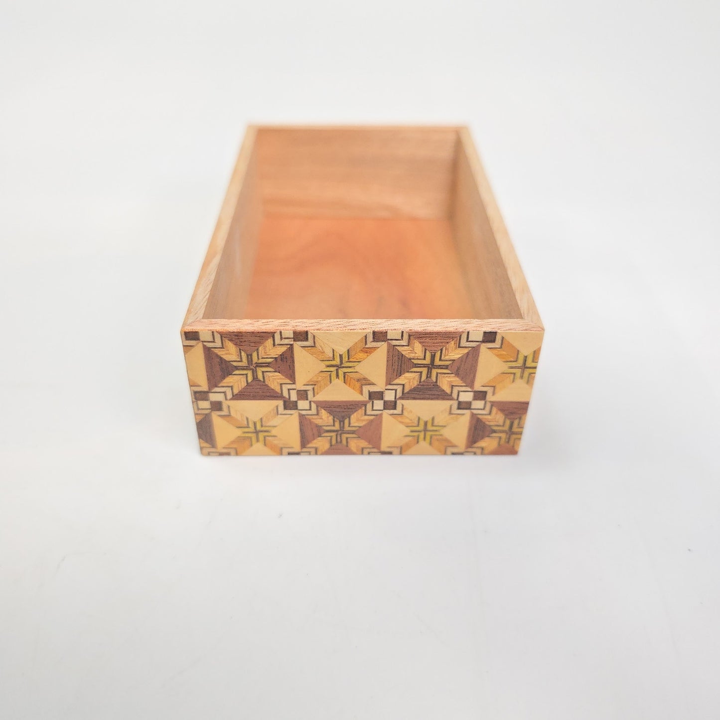 Vintage Yoseki Elaborate Mosaic Wood Box Jewelry Trinket Japan