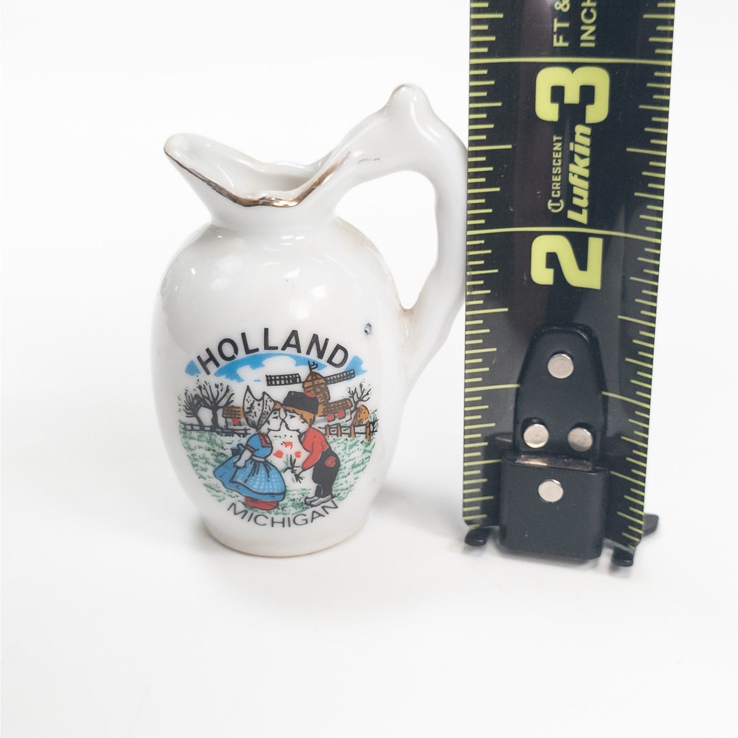 Hollan Michigan Mini 3" Souvenir Pitcher Dutch Girl & Boy