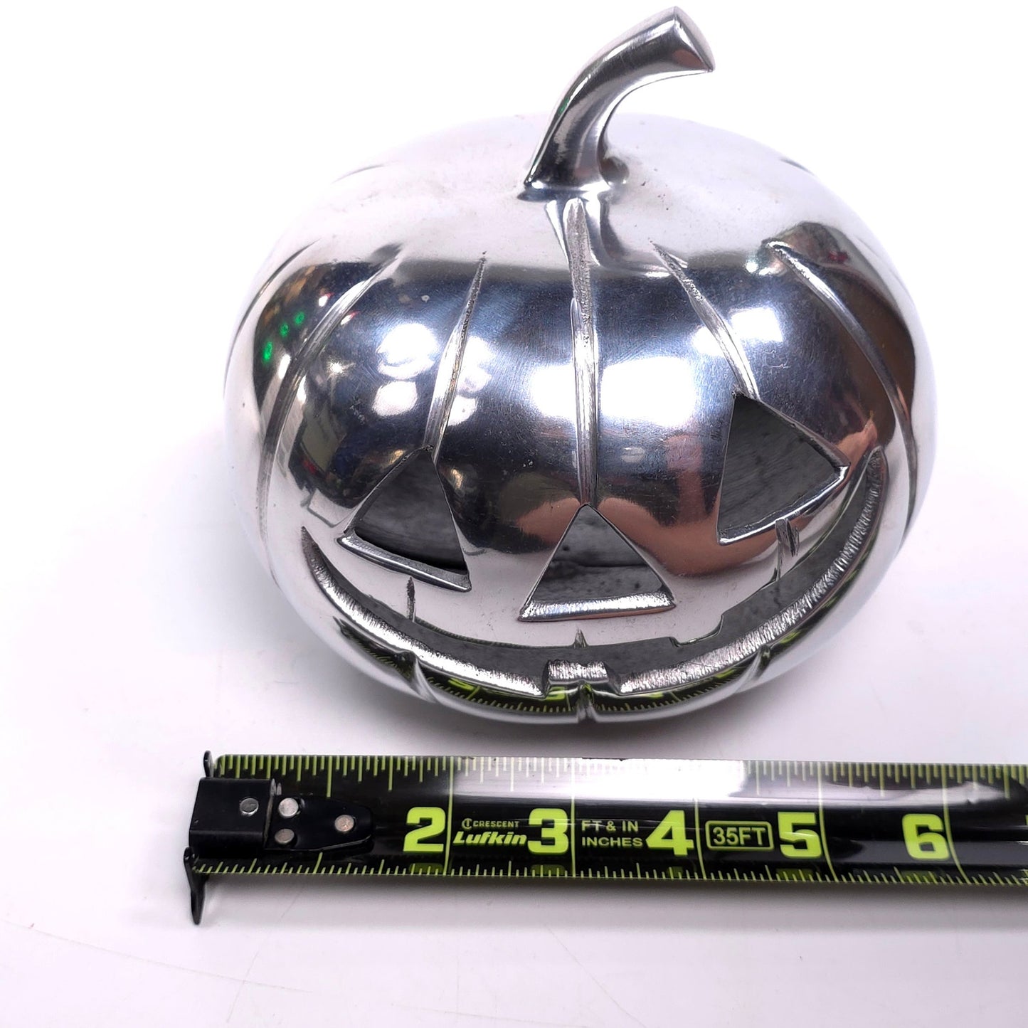 Polished Steel Heavy Jack O Lantern Votive Candle Holder