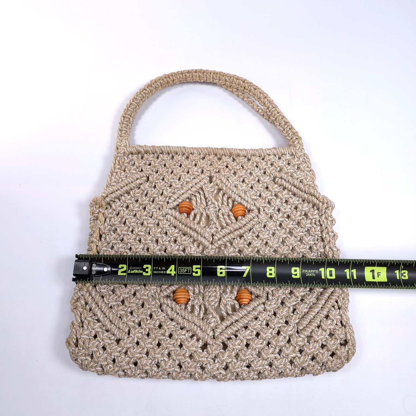 Vintage Macrame Crochet Shoulder Purse Bag With Handles