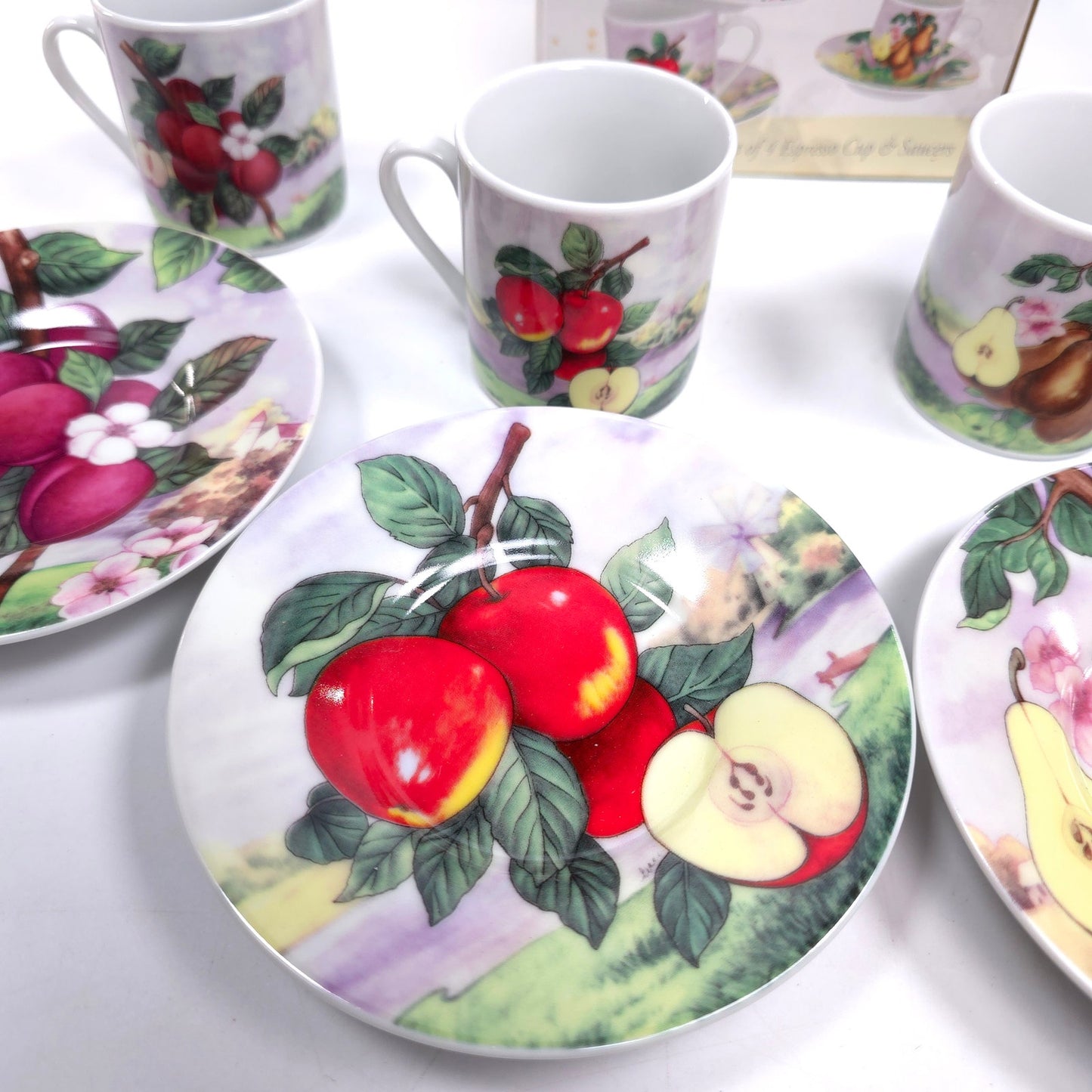 Home Essentials Golden Orchard Set Of 4 Espresso Cup & Saucers