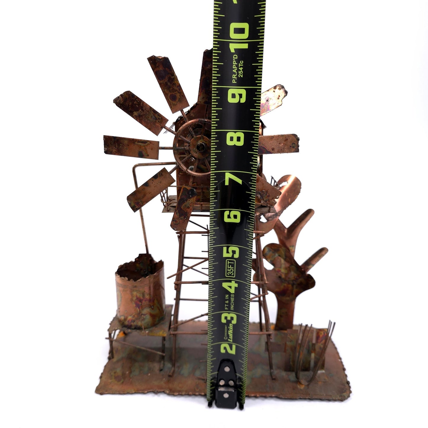 Vintage Copper Windmill Wind Up Music Box Steampunk Art