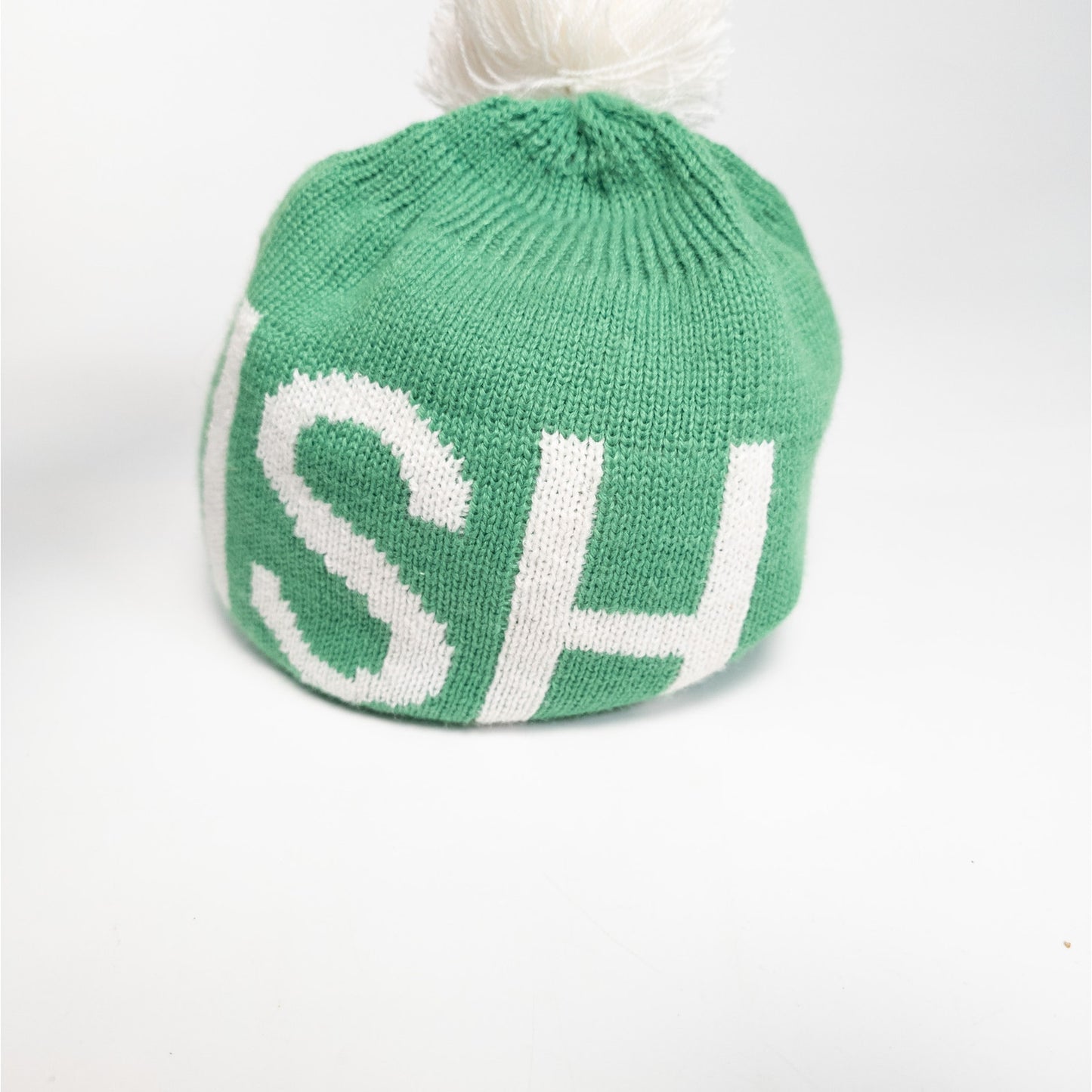 Irish Green Beanie Stocking Hat Cap W/ pom