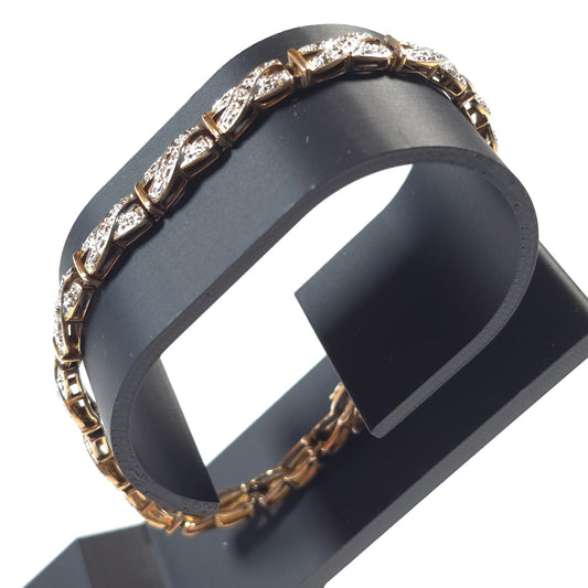 925 Marcasite Gold-Tone Tennis Bracelet Size 7 China