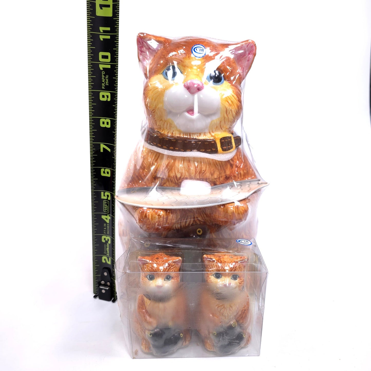 Sealed Dolomite CKAO Cat & Fish Cookie Jar Canister & Salt & Pepper Shakers
