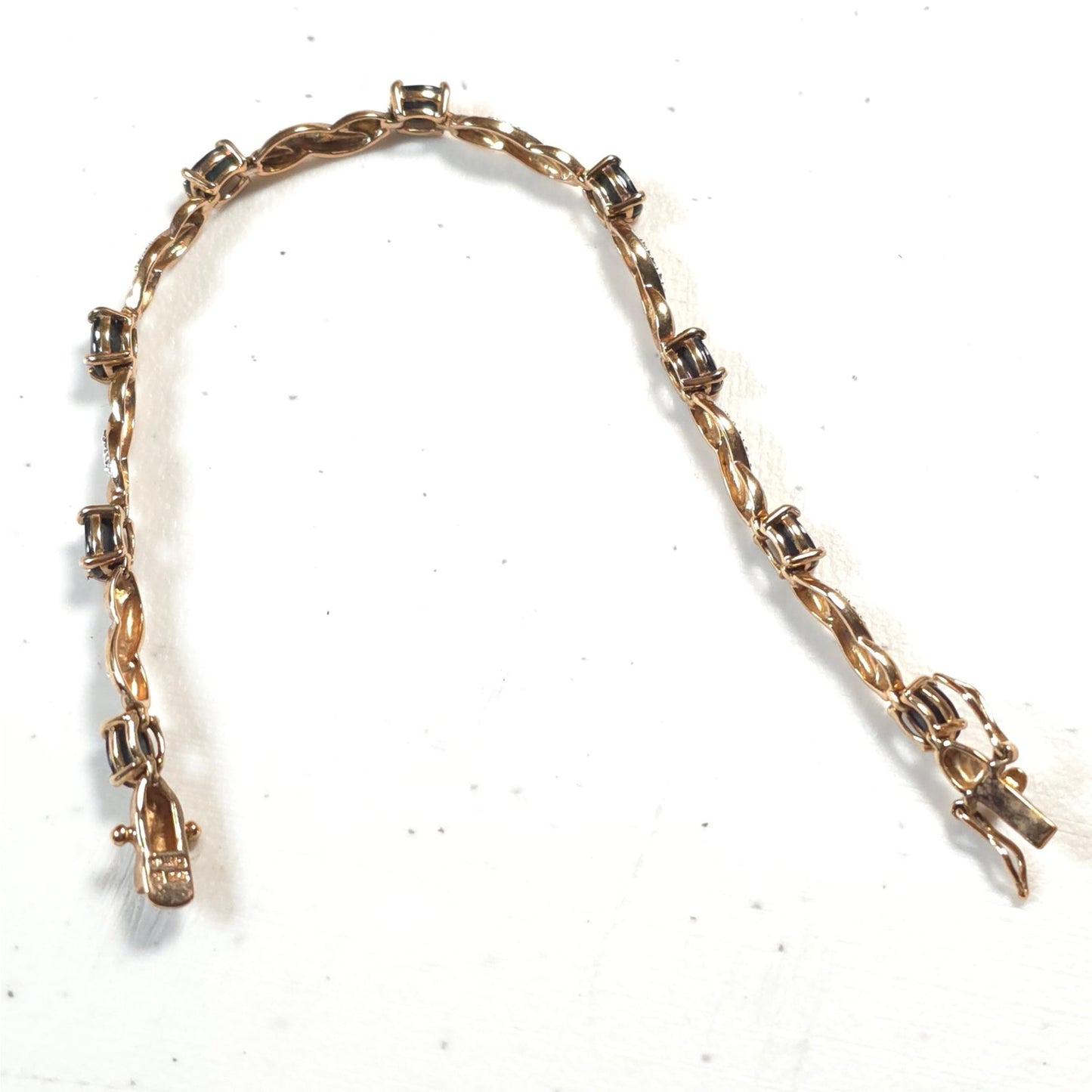 925 Sterling Silver Gold-Tone Sapphire Gemstones Marcasite Tennis Bracelet China