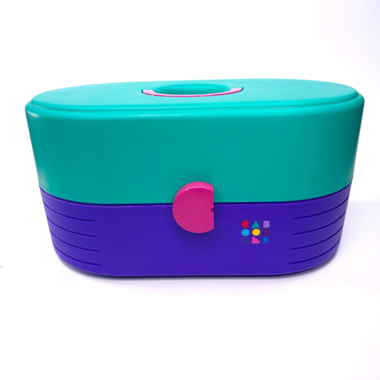 Caboodles Medium Cosmetic Makeup Jewelry Box w/ Mirror Purple Teal Pink 2640