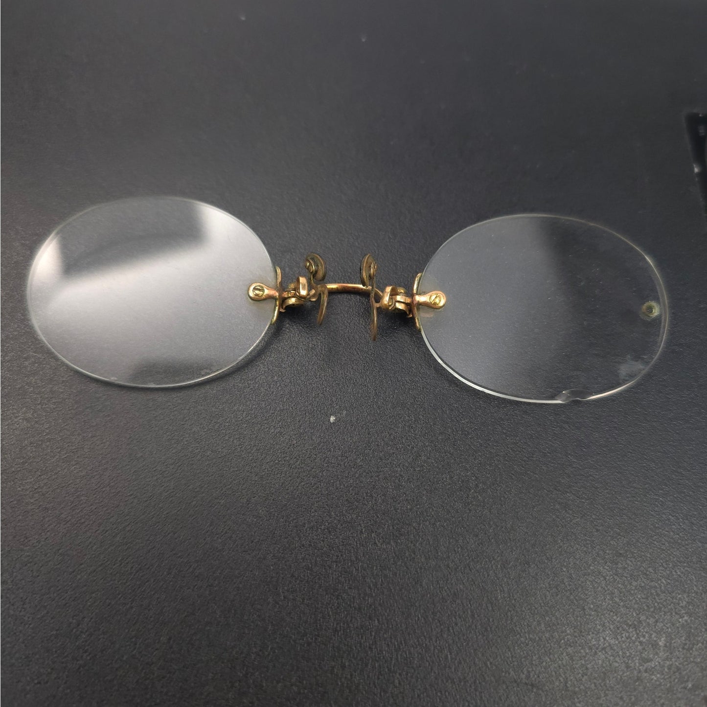Antique Lastik Nose Clip Eyeglasses Rimless With Holder U Pinch Vintage