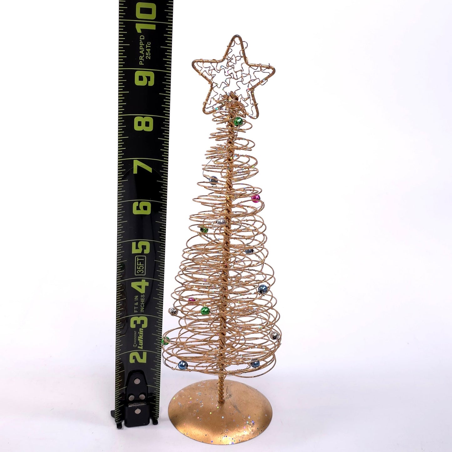 Metal Twist Wire Golden Christmas Tree w/ Ornaments