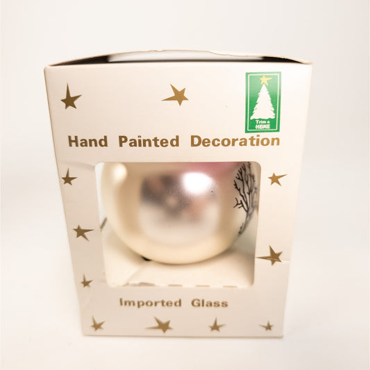 Hand Painted Glass Ball Ornament - Trim A Home - Winter Snow Scene