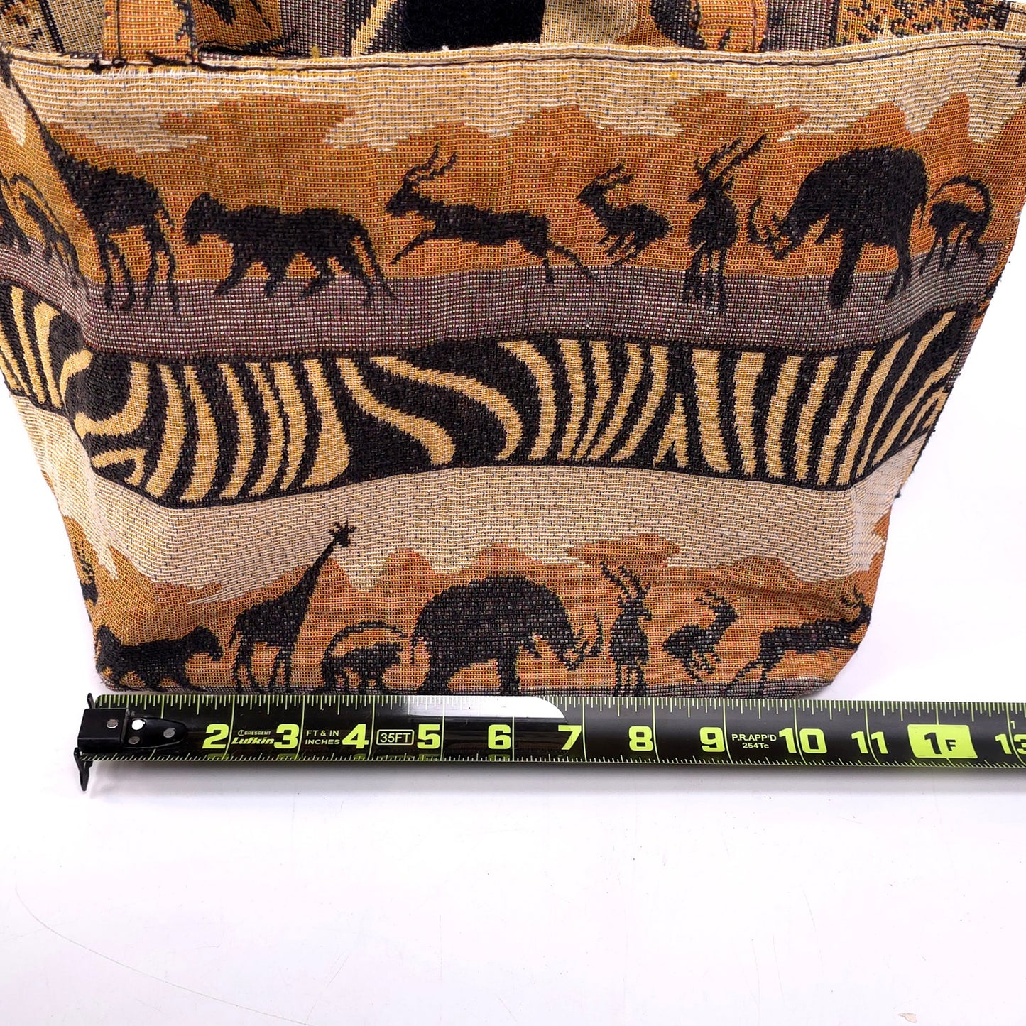 African Safari Themed Shoulder Tote Bag Purse Elephant Monkey Giraffe Antelope
