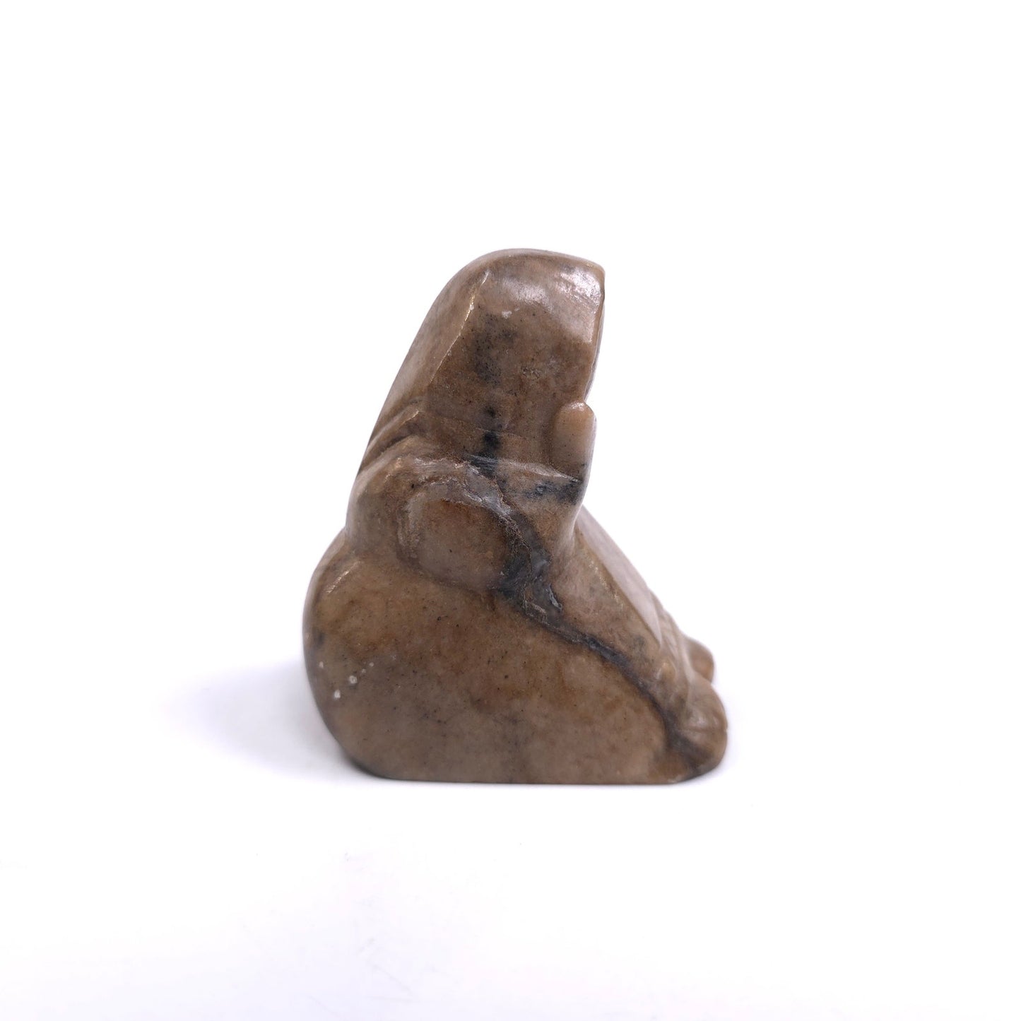 Vintage Soapstone Sitting Eskimo Carved Figurine