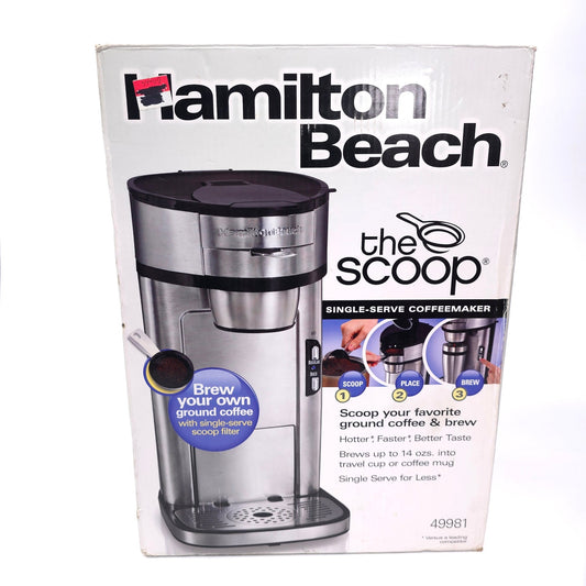 Hamilton Beach The Scoop Single Serve 14 oz Coffeemaker 49981 Travel Mug Cup