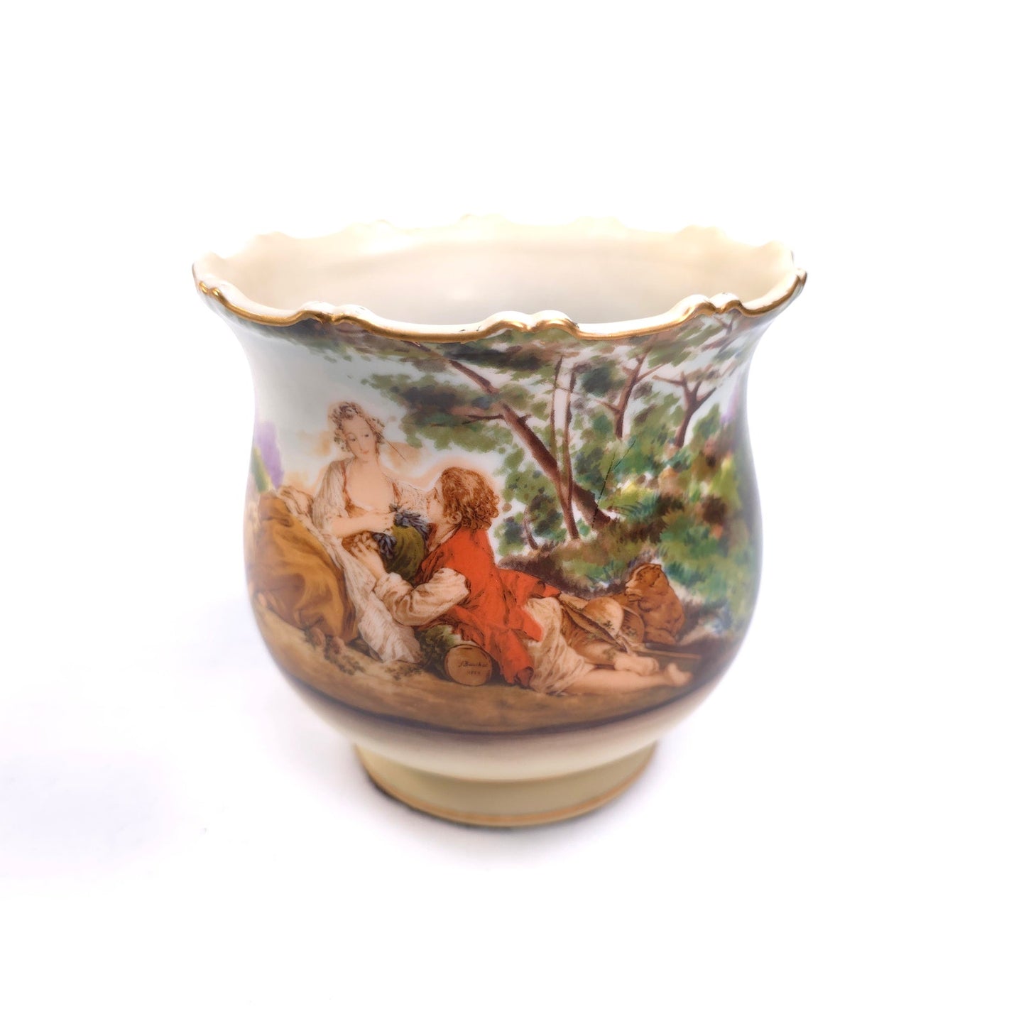 Vintage Ardalt Lenwile Scalloped Vase Cache Flower Pot Renaissance