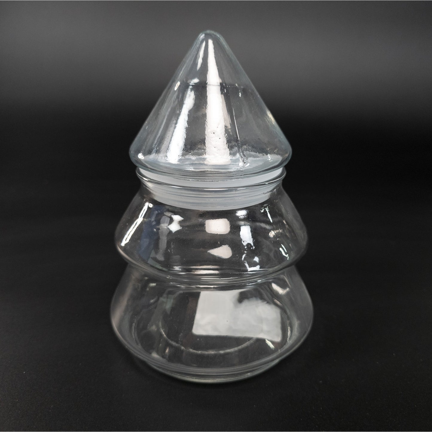 6 inch Clear Glass Tree Canister Candy Treat Jar Holiday Home Decor