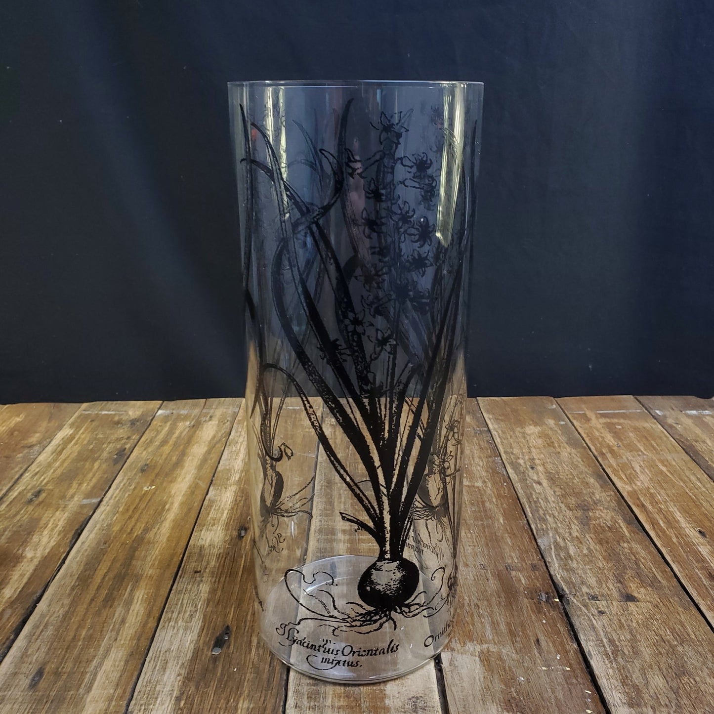 Clear Glass Vase with Hyacinth Flower Overlay - Elegant Home Decor