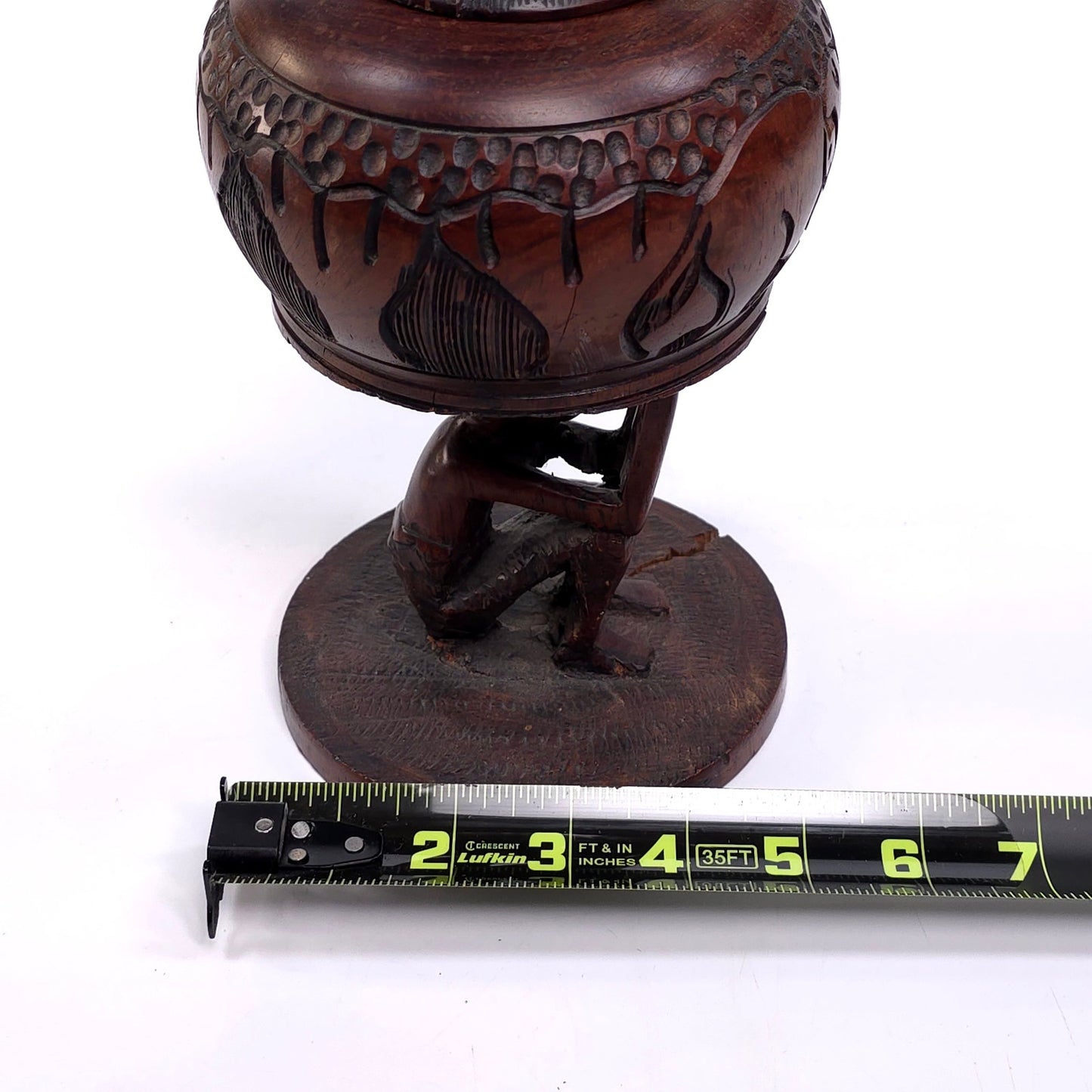 Hand Carved African Keepsake Trinket Jewelry Box Ceremonial Vessel