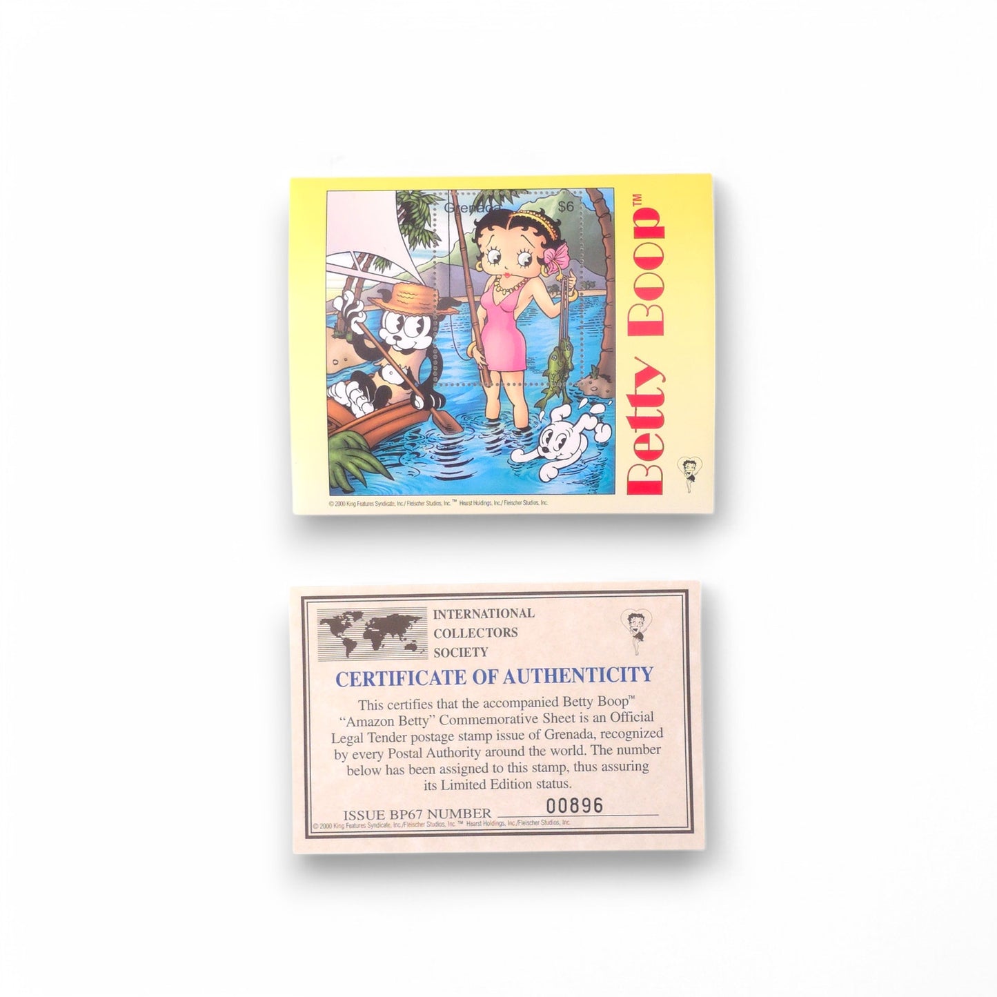 Betty Boop Amazon Betty Pudgy Bimbo Sail Boat Fish Stamp Sheet MNH with COA ICS