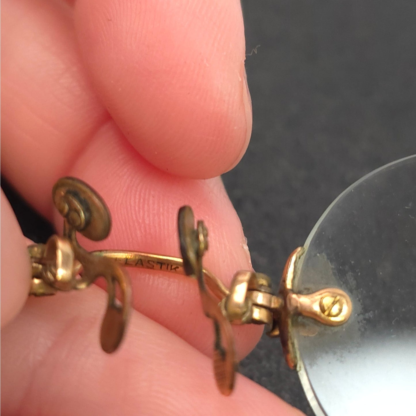 Antique Lastik Nose Clip Eyeglasses Rimless With Holder U Pinch Vintage