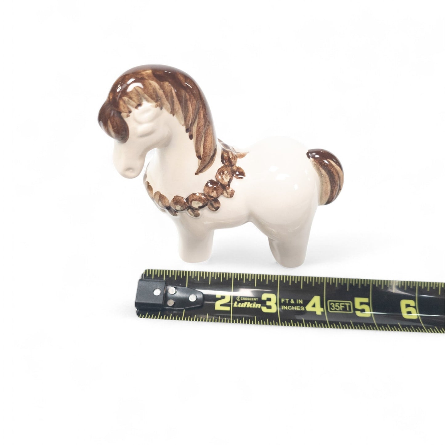 Rosa Ljung Swedish Ceramic Horse Figurine White Brown