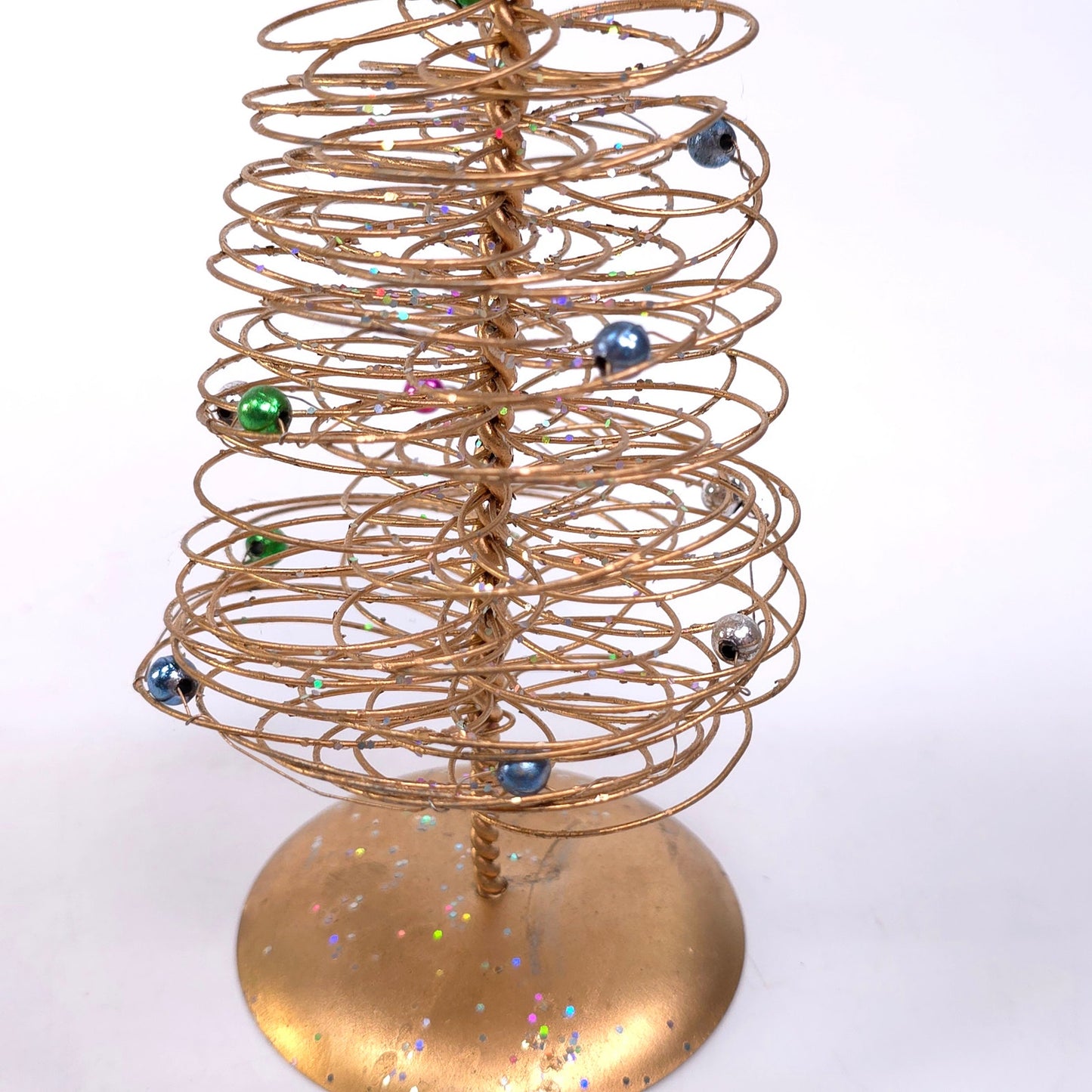 Metal Twist Wire Golden Christmas Tree w/ Ornaments