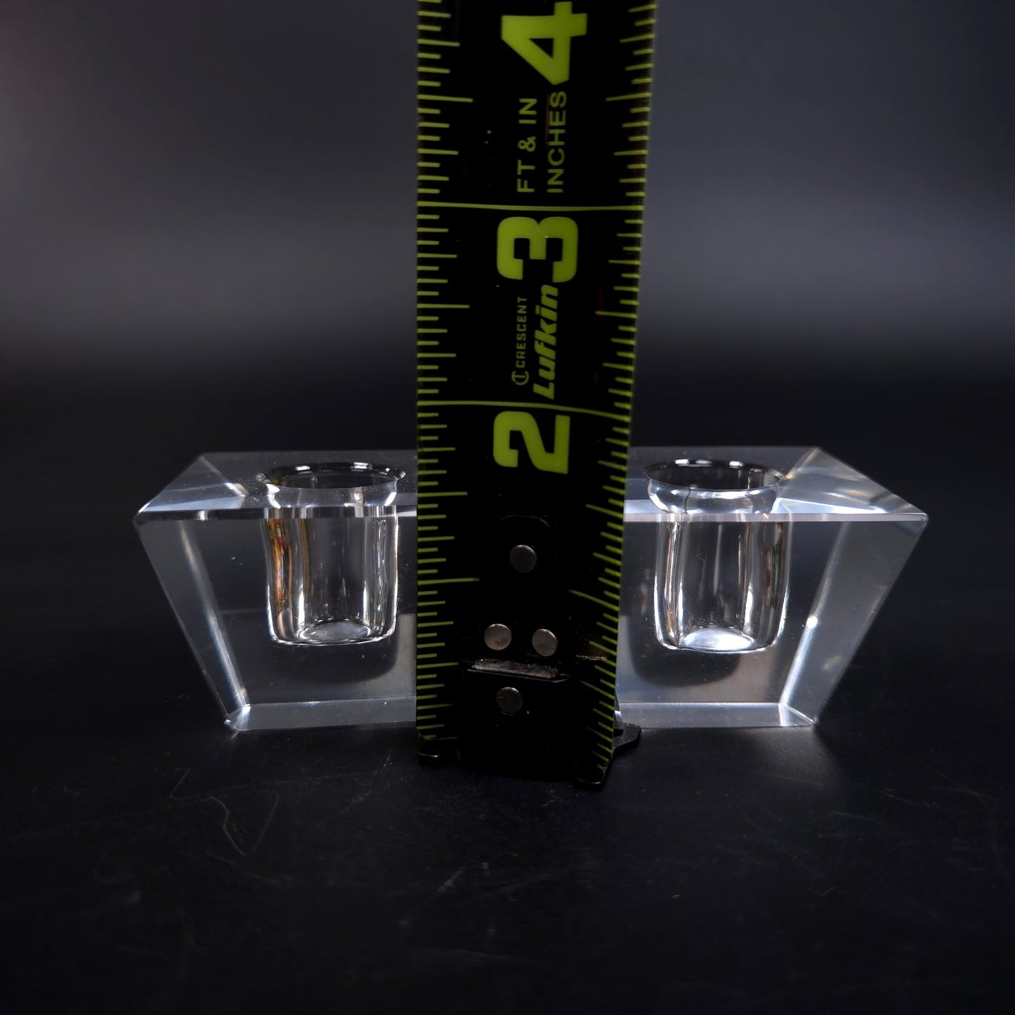 Set of 2 MCM Crystal Candle Stick Holders Square Pyramid Elegant Home Decor