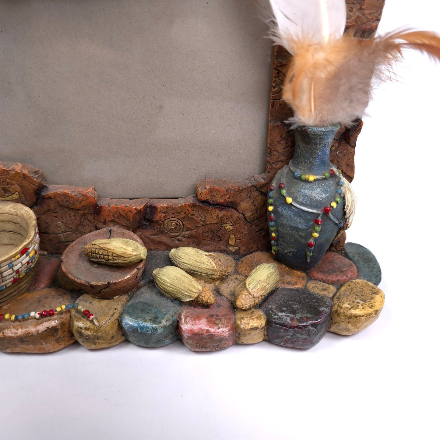 Native American 3D 6x4 Photo Picture Frame Pottery Beads Feathers Corn Indian