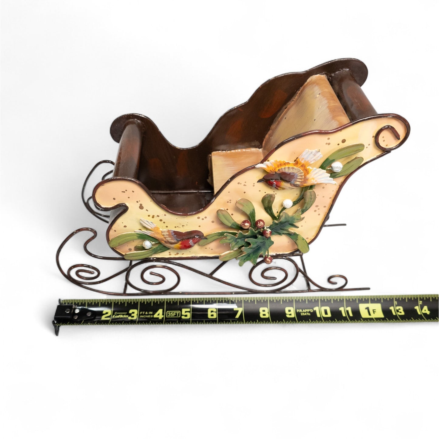 Romon Inc Metal Santa Sleigh Sled Bird Holly Elegant Holiday Home Decor # 75149