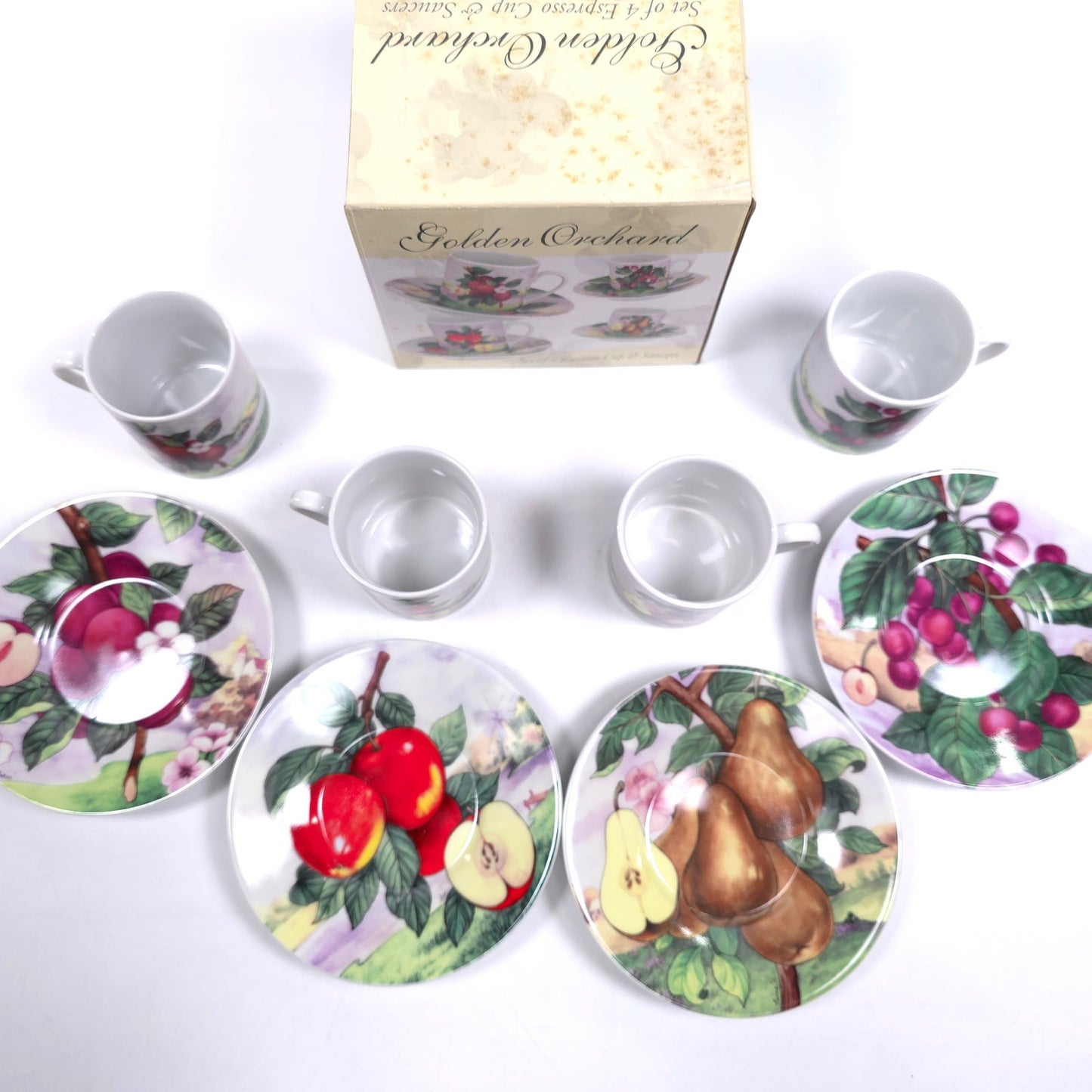 Home Essentials Golden Orchard Set Of 4 Espresso Cup & Saucers
