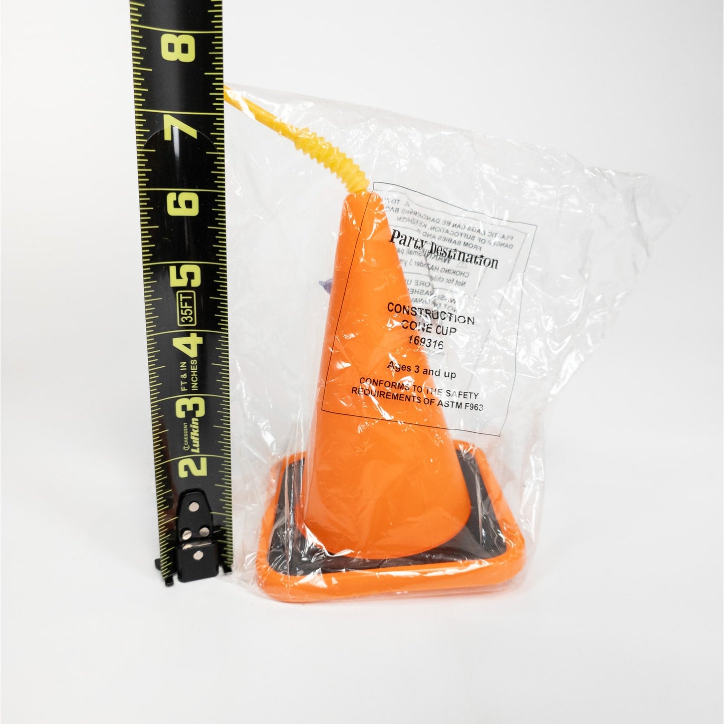 Traffic Cone Drink Cup w/ Straw Construction Party Destination Fun Beverage
