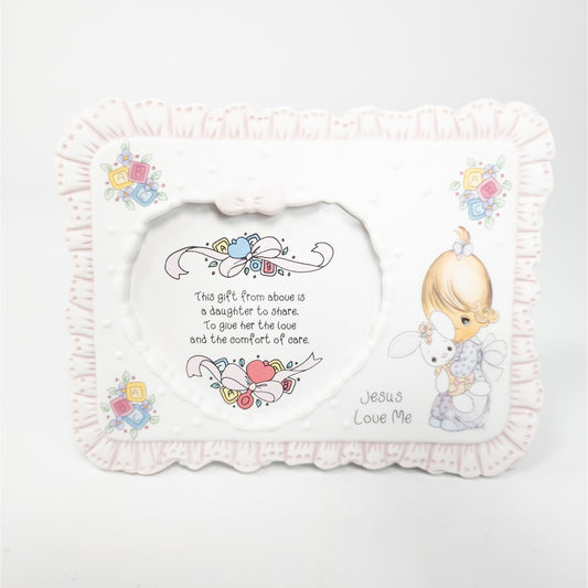 Precious Moments Girl with Bunny Baby Photo Picture Frame Jesus Love Me 130044