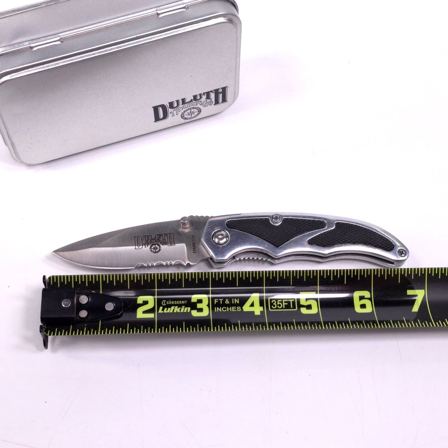 Duluth Trading Co Stainless Steel Partially Serrated Locking Pocket Knife Belt