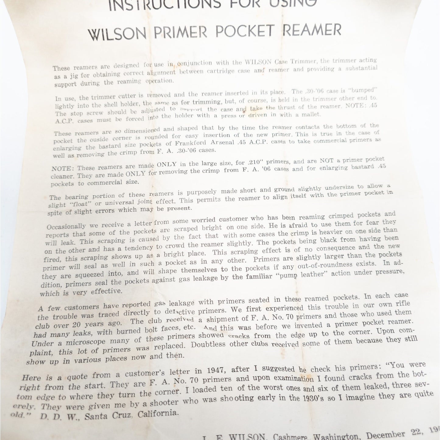 Vintage Wilson Primer Pocket Reamer .210 Primer '06 Cases .45 Pockets